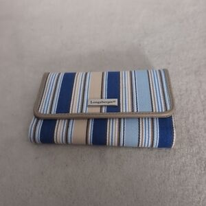 Longaberger Blue and Tan Striped Wallet